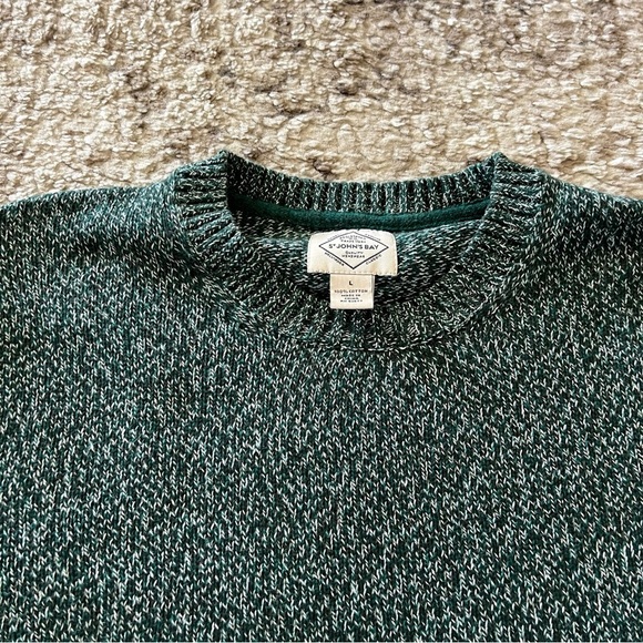 St John’s Bay Men’s Sweater Green Marled Crewneck Pullover size large - Picture 4 of 9